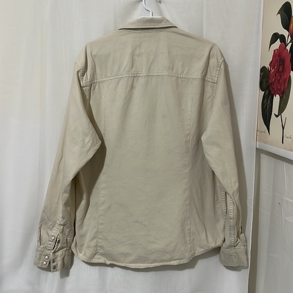 Zara Cream Canvas Button Down Shirt - Picture 3 of 4